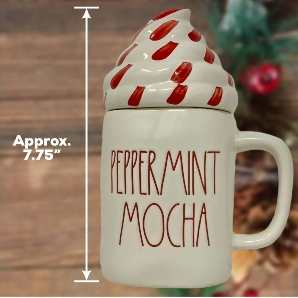 RAE DUNN ceramic Peppermint Mocha Mug & Topper Christmas Large mug collection